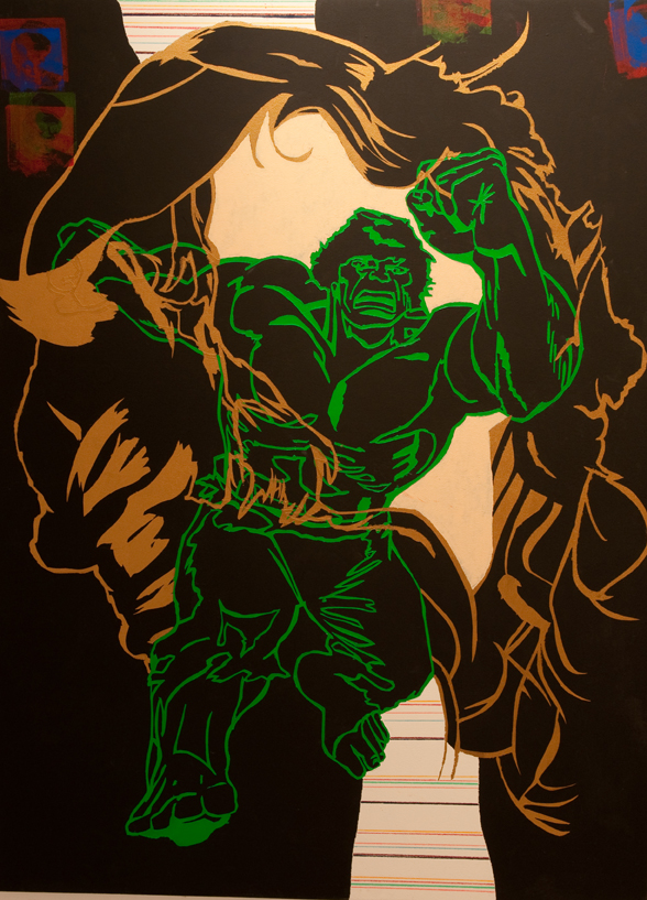 Dooby Tomkins
Hulk
Mixed media on canvas
48