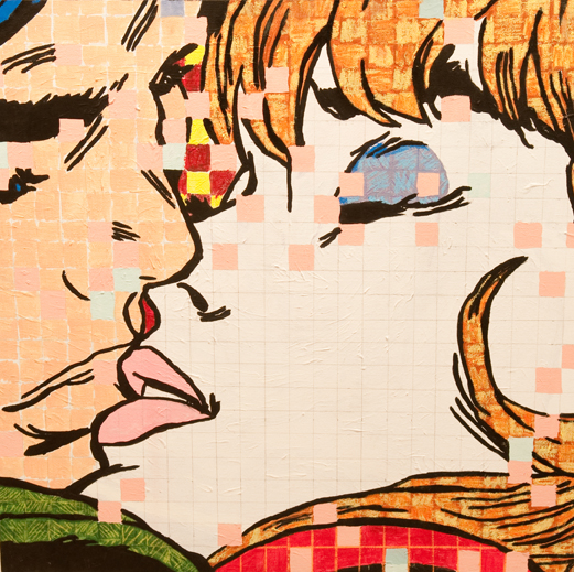 Dooby Tomkins
Kiss
Mixed media on canvas
24