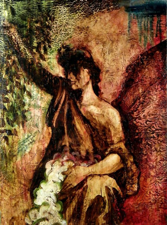 Dan Addington | Brushed by Stillness |       Oil, wax, tar on wood | 48