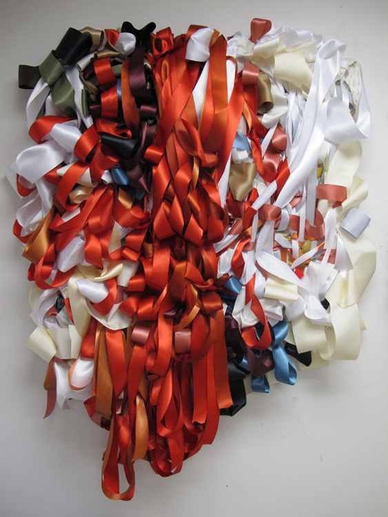 Vadis Turner | Red Mold Melt | ribbon, clothing, bed sheets, handkerchiefs, mixed media | 43