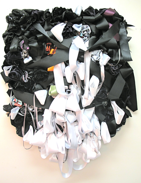 Vadis Turner | Smoke and Soot | ribbon, clothing, antique quilts, mixed media | 47