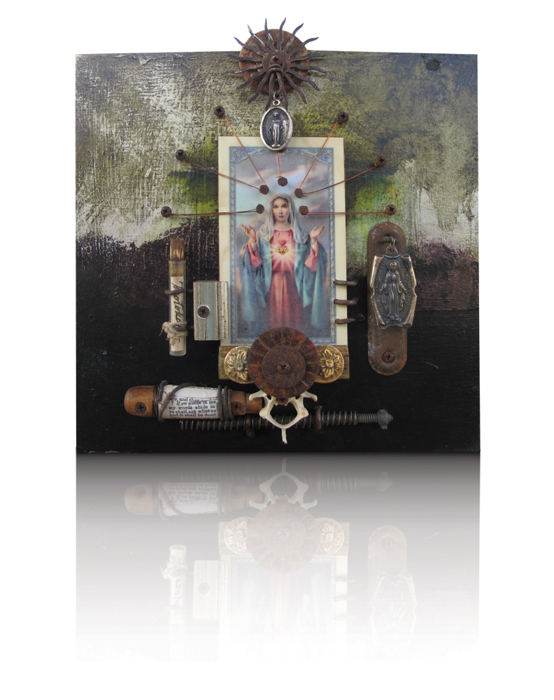 Jason Twiggy Lott
Our Lady of the Seven Sorrows l
Mixed media assemblage on panel
8