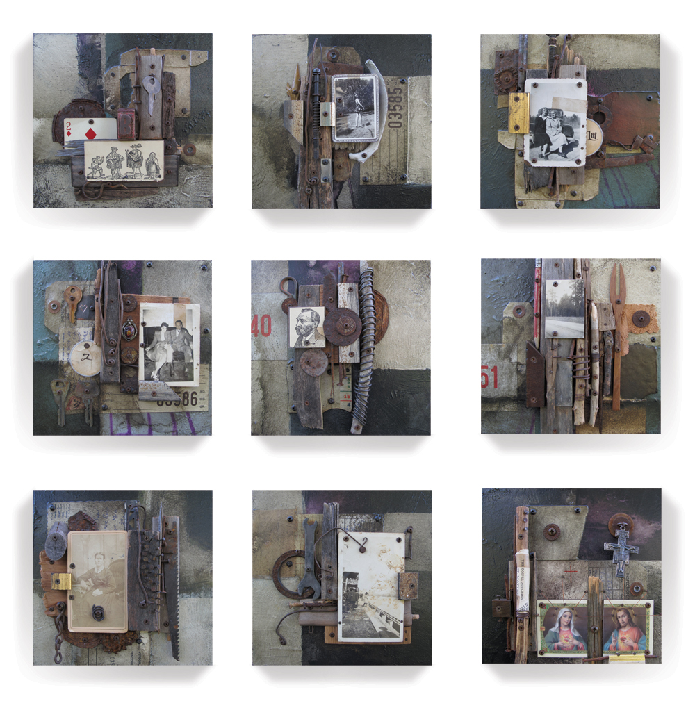 Jason Twiggy Lott
Our Time Together in the Sun l-lX
Mixed media assemblage on panel
8