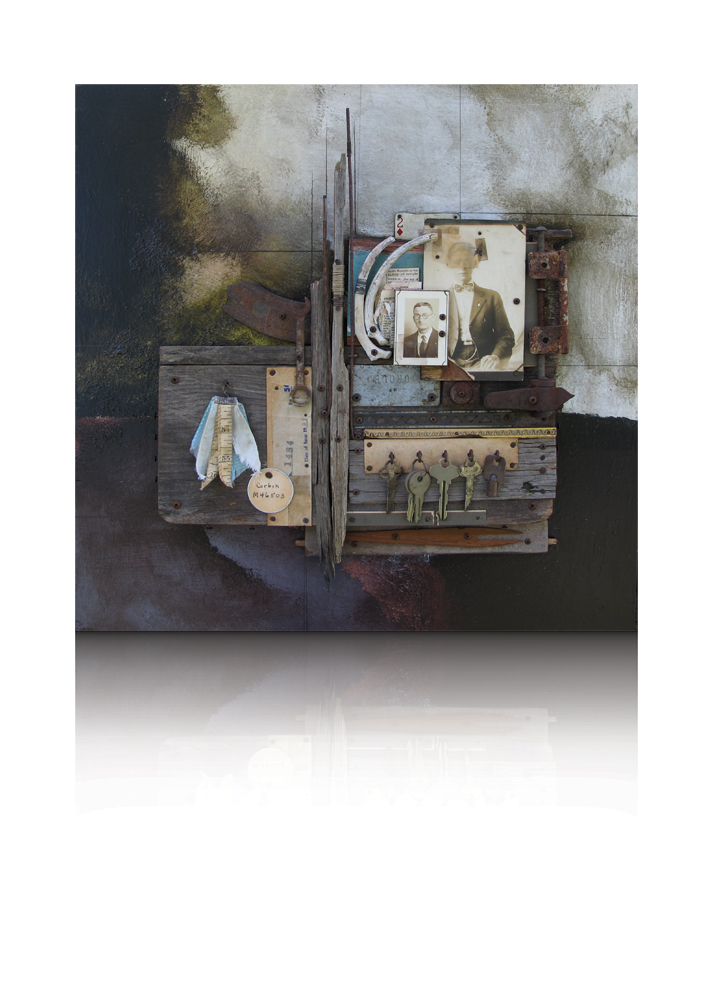 Jason Twiggy Lott
Violence Covereth the Mouth of the Wicked
Mixed media assemblage on panel
20